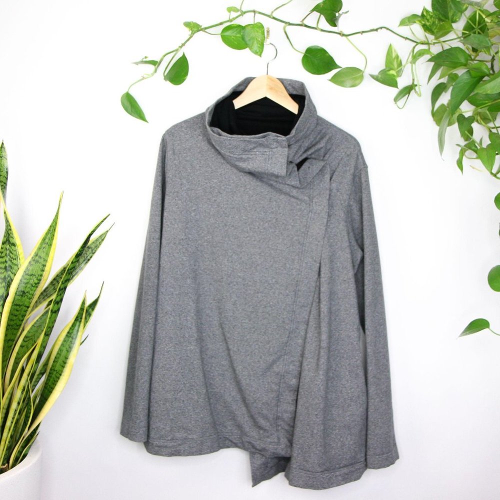Lululemon Sweater Sweatshirt Cardigan Thats A Wrap Sweater Grey Black Size 12